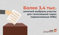 Более 3,4 тысячи жителей выбрали участок для голосования через подмосковные МФЦ